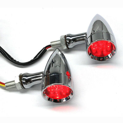 Chrome Motorcycle LED Bullet Red Brake Blinker Turn Signal Tail Light For Harley - Moto Life Products