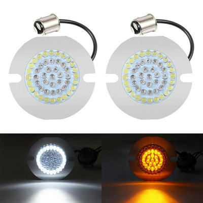 3 1/4" 1157 LED Turn Signal Light Inserts SMD Amber White Fit for Harley Touring - Moto Life Products