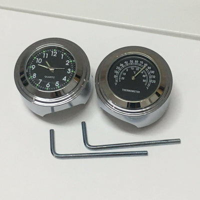 7/8" or 1" Motorcycle Handlebar Clock & Thermometer Fit For Harley Honda Yamaha - Moto Life Products