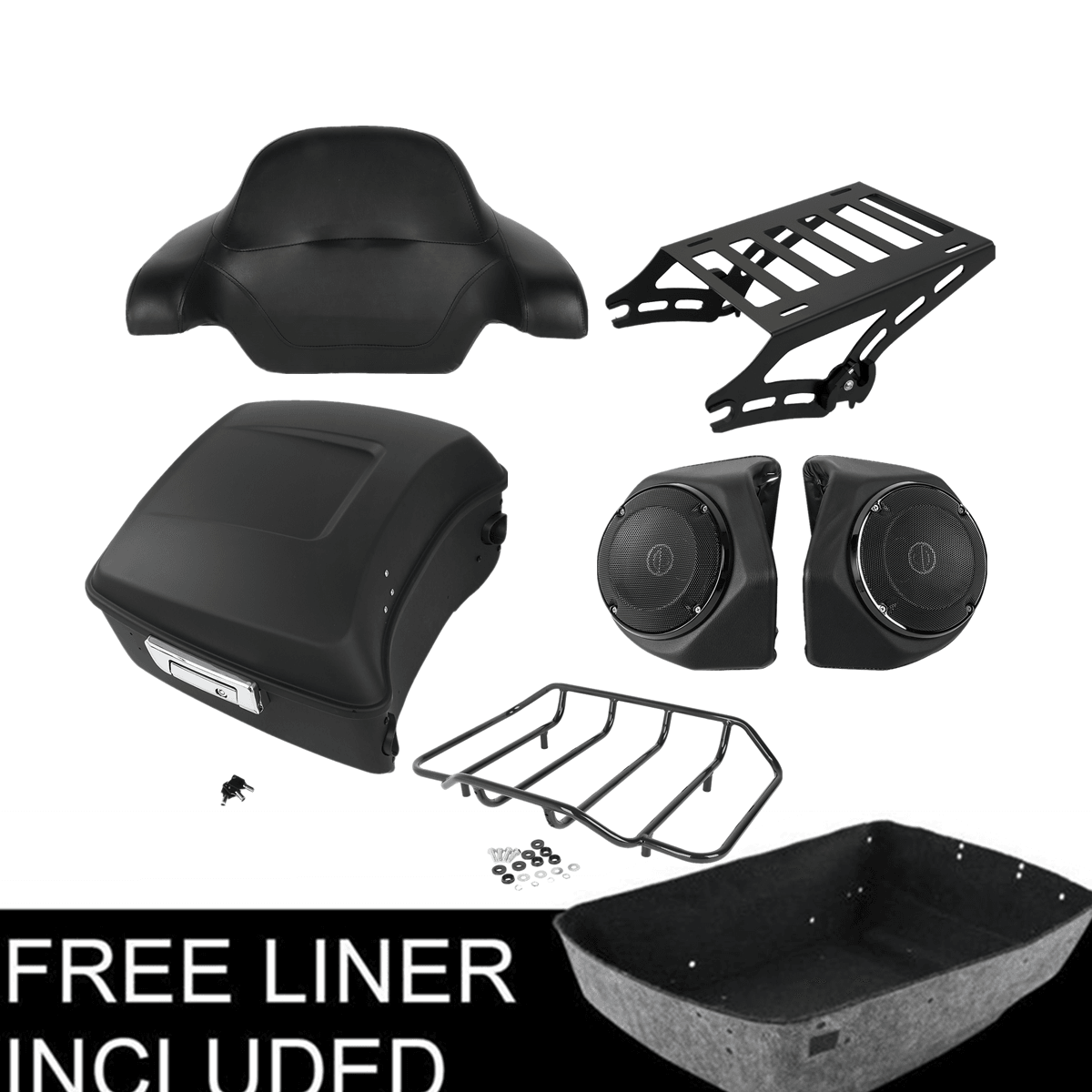 King Pack Trunk Mount Speakers Fit For Harley Tour Pak Street Road Glide 14-22 - Moto Life Products