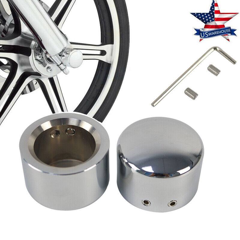 Chrome Front Axle Cap Nut Covers Fit For Harley Dyna Softail Electra Road Glide - Moto Life Products