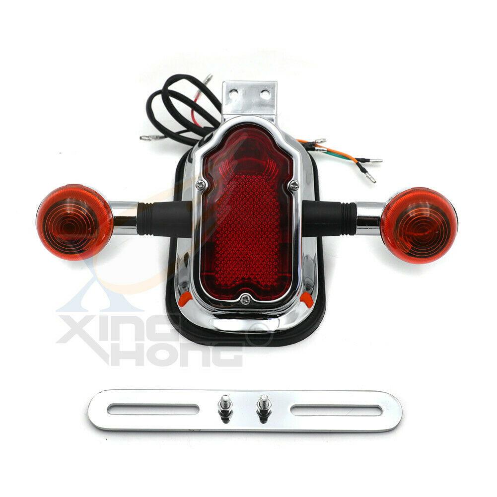 Motorcycle Metal Chrome Tombstone Brake Tail w/ Light Signal For Harley Big Twin - Moto Life Products