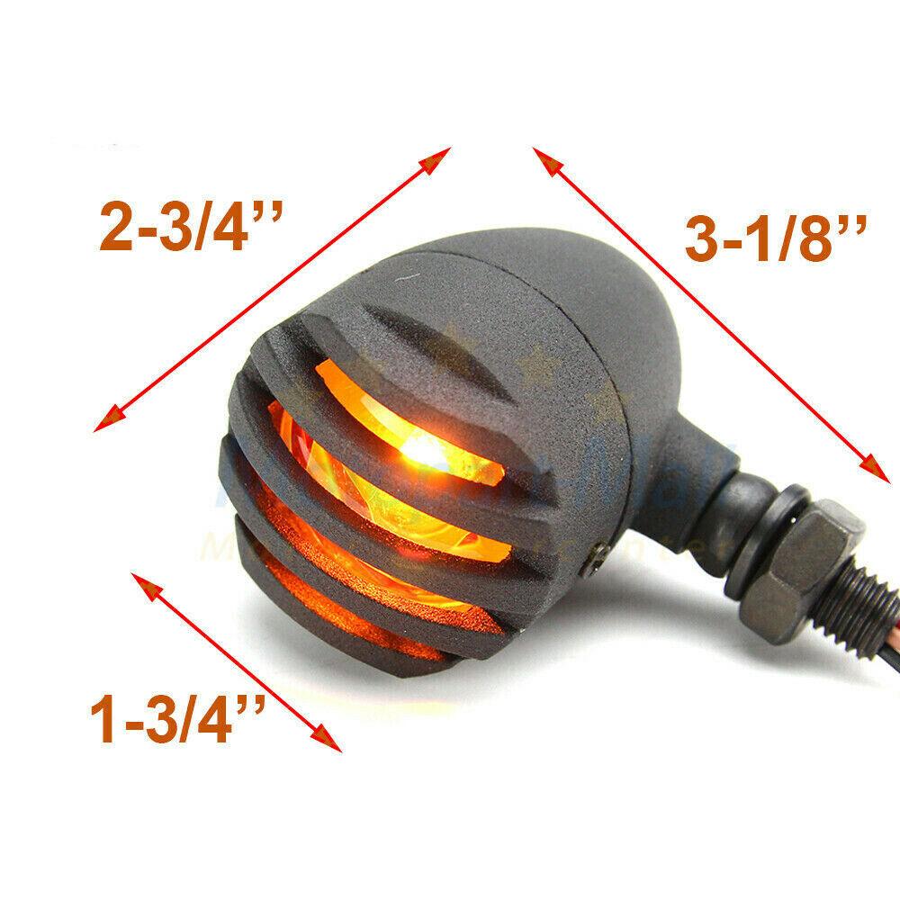 4X Black Motorcycle Turn Signal Mini Grill Bullet Blinker Amber Indicator Lights - Moto Life Products