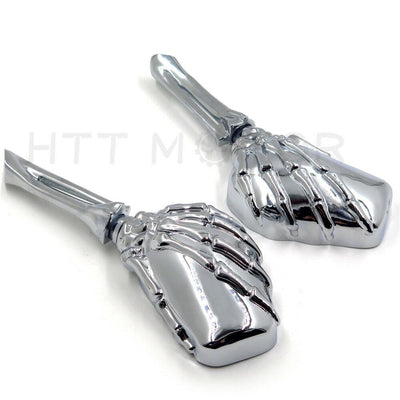 Motorcycle Chrome Skull Skeleton Hand Side Rearview Mirrors For Harley Davidson - Moto Life Products