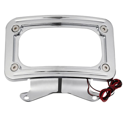 Chrome Curved License Plate Mount Frame Light Fit For Harley Road King Glide - Moto Life Products