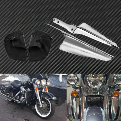 Front Fork Mount Wind Deflectors + Soft Lowers Chaps Leg Warmer Fit For Touring - Moto Life Products