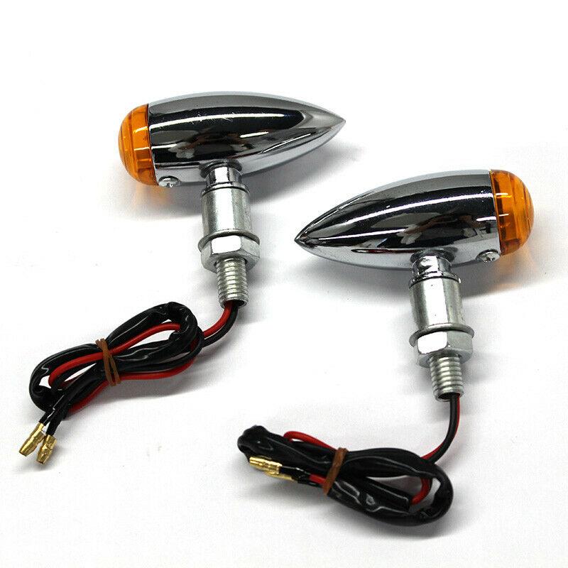 Chrome Motorcycle Bullet Amber Blinker Running LED Turn Signals Tail Rear Light - Moto Life Products