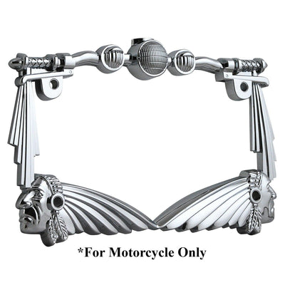 3D HANDLE BAR INDIAN CHIEF CHROME MOTORCYCLE LICENSE PLATE FRAME FOR UNIVERSAL - Moto Life Products