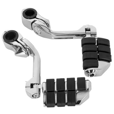 Black Chrome Long Highway Foot Pegs 1-1/4" motorcycle For Harley-Davidson - Moto Life Products