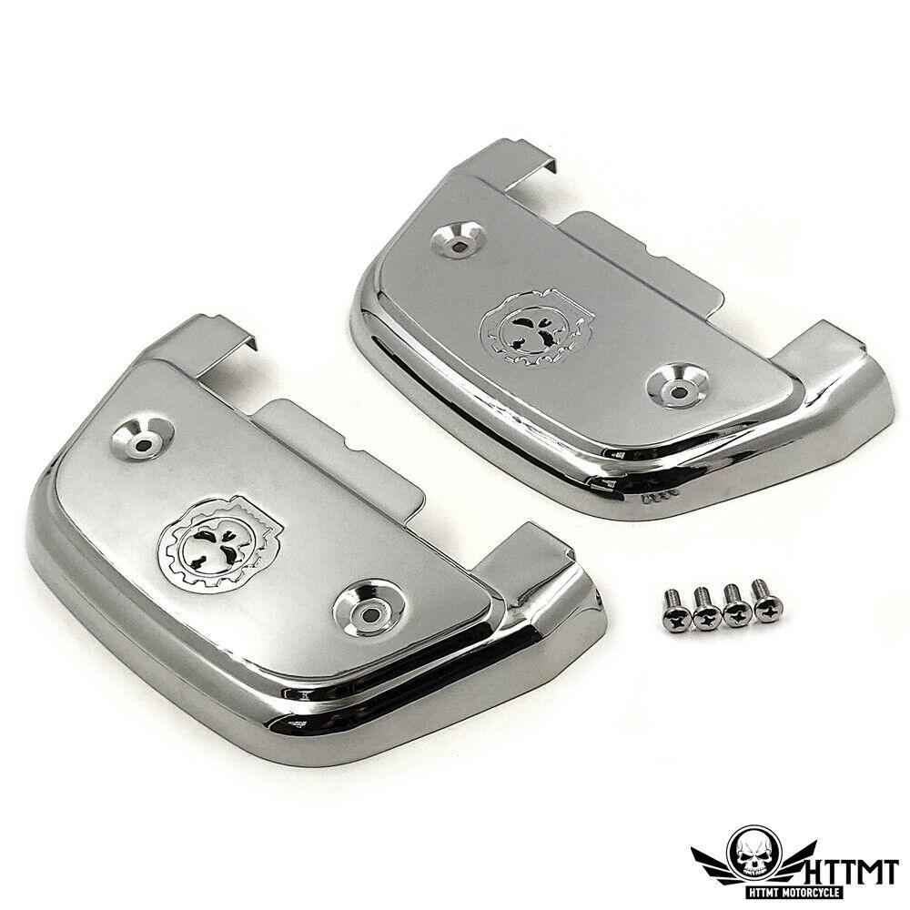 Passenger Skull Footboard Cover For Harley 06-17 Dyna 86-17 FL Softail Chrome - Moto Life Products