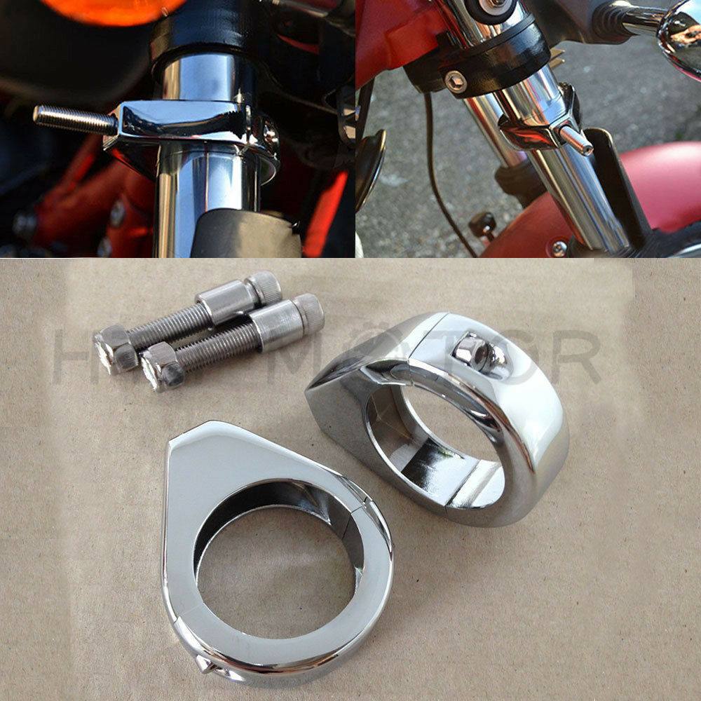 Turn Signal Indicator Relocation Fork Clamp Kit For Harley Softail 41Mm Chrome - Moto Life Products