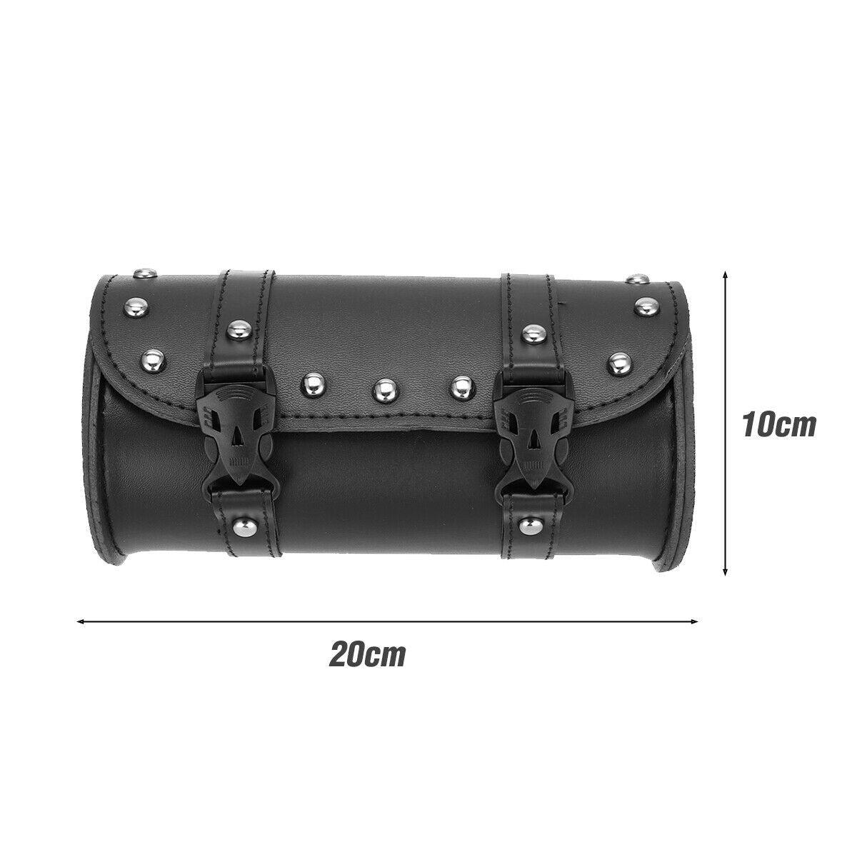 Black Motorcycle Front Fork Tool Bag Pouch Storage Luggage Saddle Bag Leather - Moto Life Products
