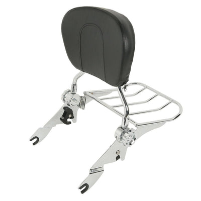 Black/Chrome Detachable Sissy Bar Luggage Rack Fit For Harley Touring 2009-2021 - Moto Life Products