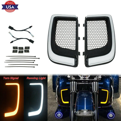 Fairing Lower Grills LED Turn Signal Lights Fit For Harley Touring Street Glide - Moto Life Products