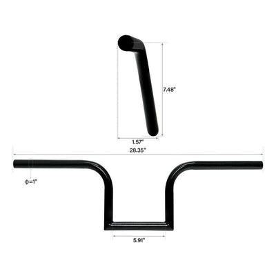 7.48" Rise Z-Bars 1" Handlebars Fit For Harley Sportster XL883 1200 Dyna Black - Moto Life Products