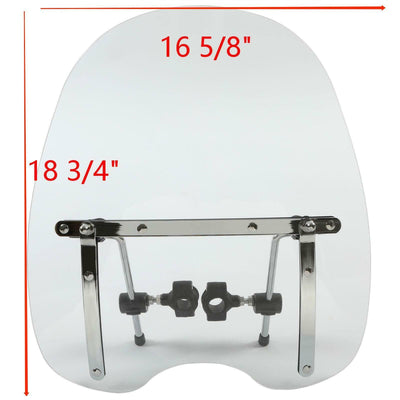 19"x17"Large Clear Motorcycle Windshield Universal Fit 7/8'' 1'' 1.25" Handlebar - Moto Life Products