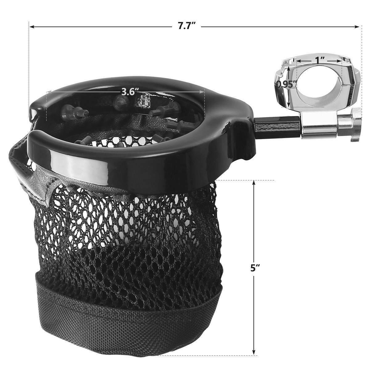 7/8" & 1" Handlebar Drink Cup Holder & Mesh Basket Fit For Harley Touring Glide - Moto Life Products