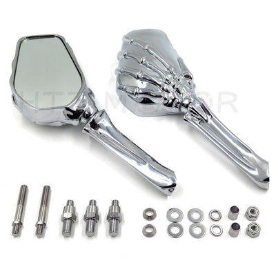 Motorcycle Chrome Skull Skeleton Hand Side Rearview Mirrors For Harley Davidson - Moto Life Products