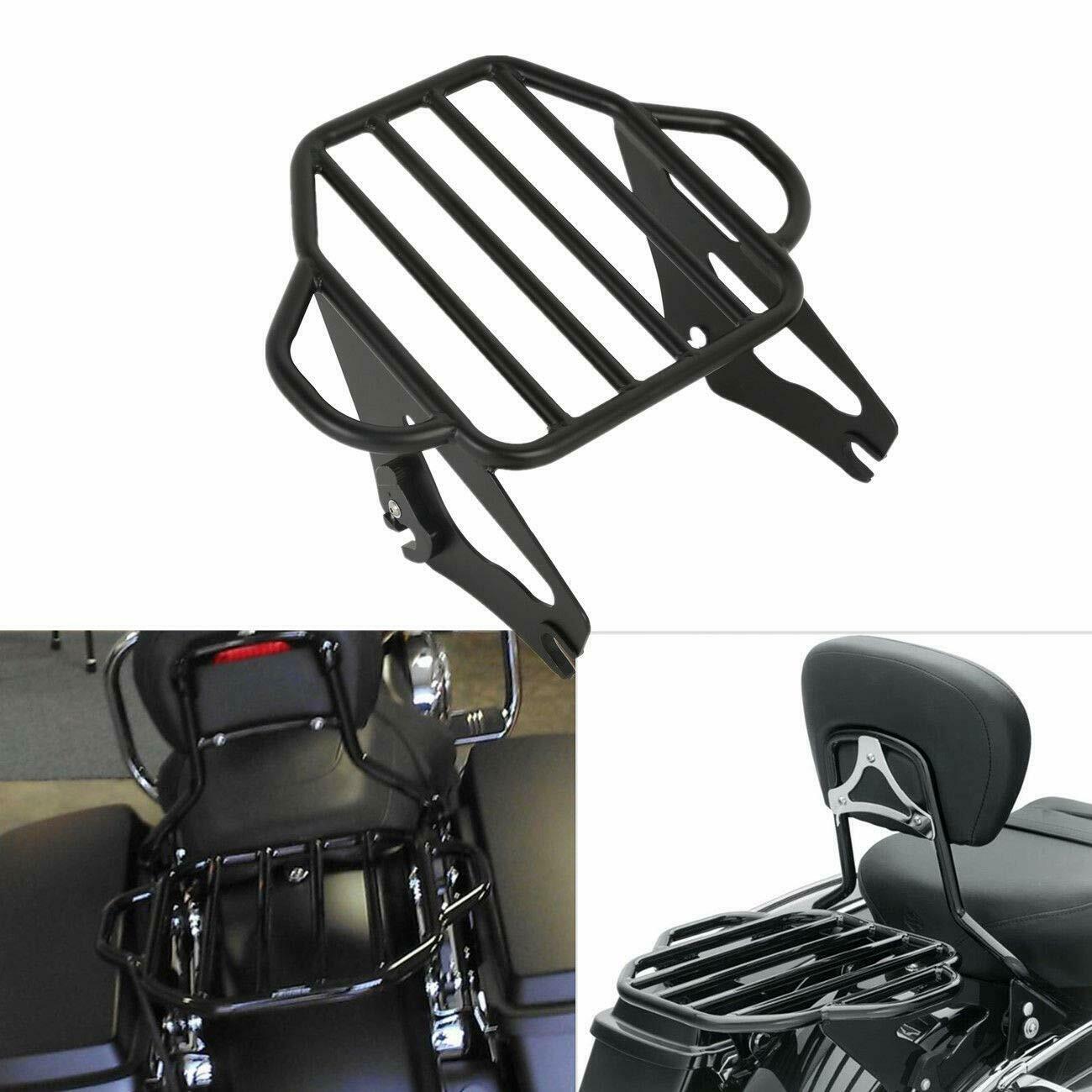 Black Sissy Bar Backres/ Luggage Rack/Docking Kit Fit For Harley Touring 14-21 - Moto Life Products