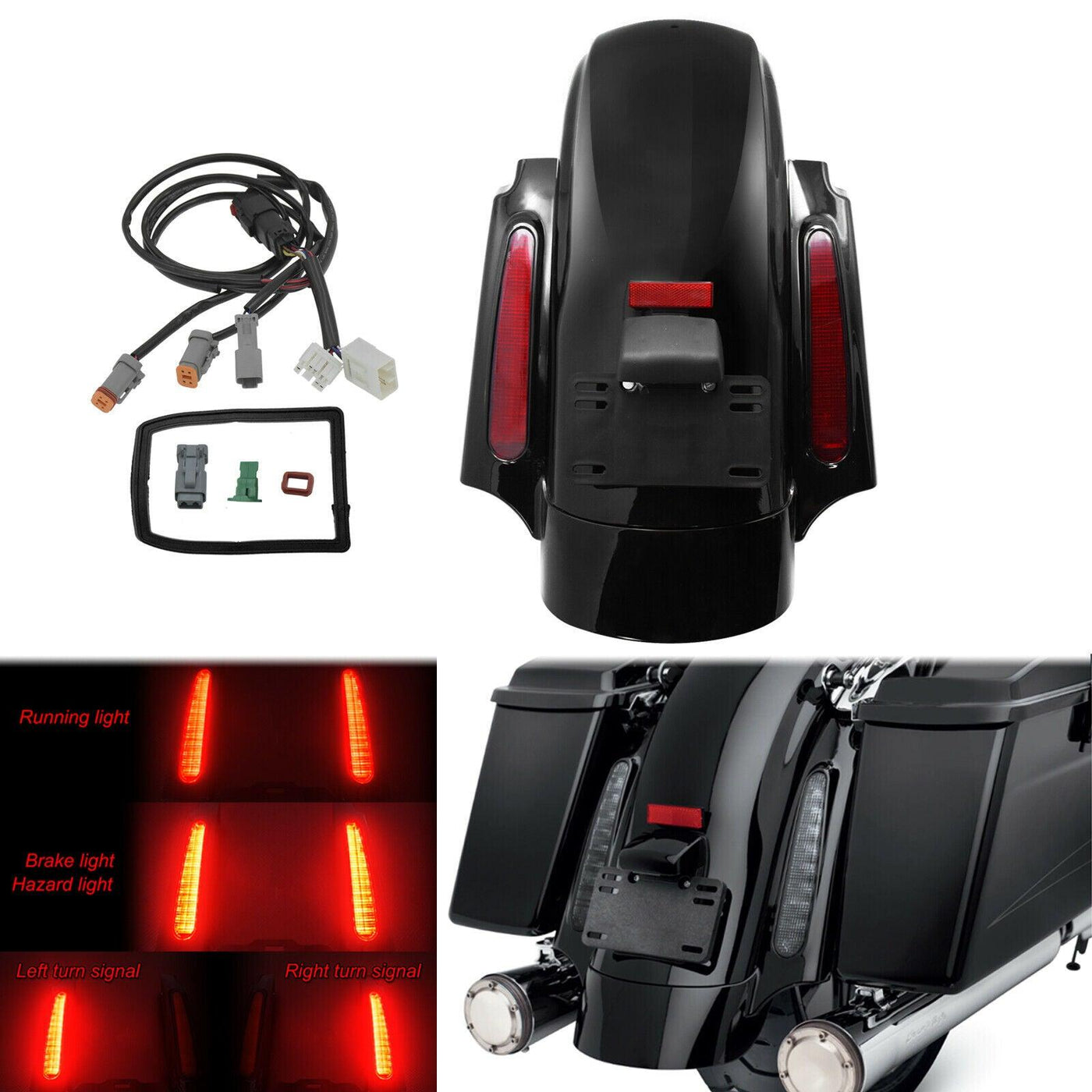 Rear Fender System LED Fascia Running Lights Fit For Touring Electra Glide 09-13 - Moto Life Products
