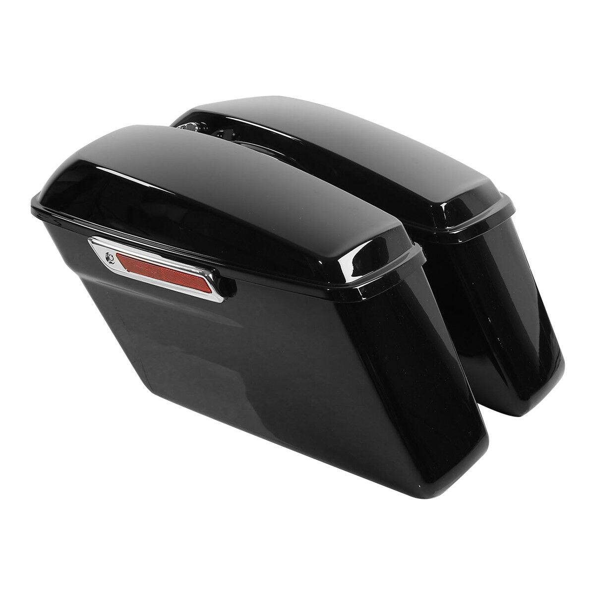 Vivid Black Hard Saddle Bags Saddlebags Fit For Harley Touring FLHR FLHT 93-13 - Moto Life Products