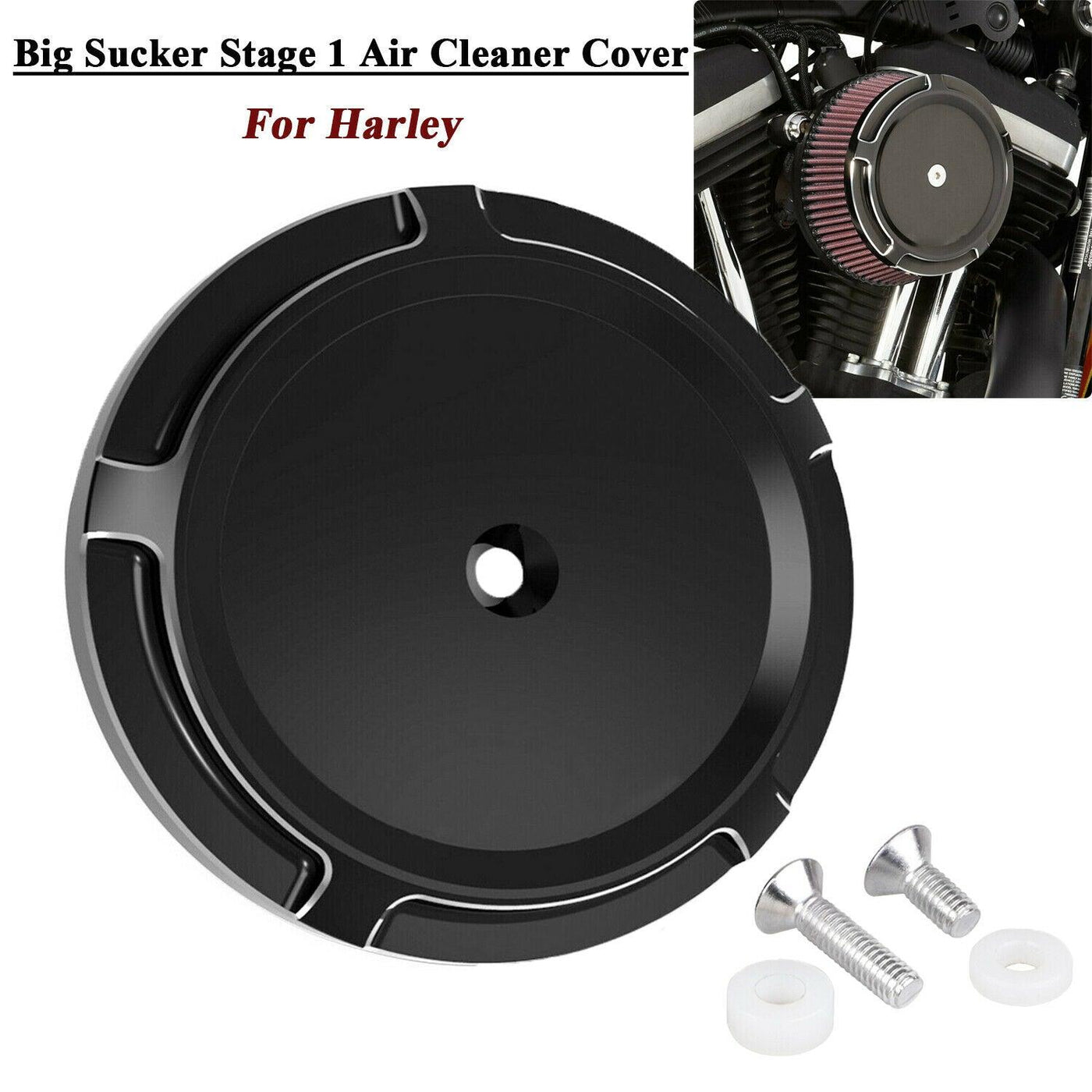 Black Big Sucker Stage 1 Air Cleaner Cover for Harley Electra Road Street Glide - Moto Life Products