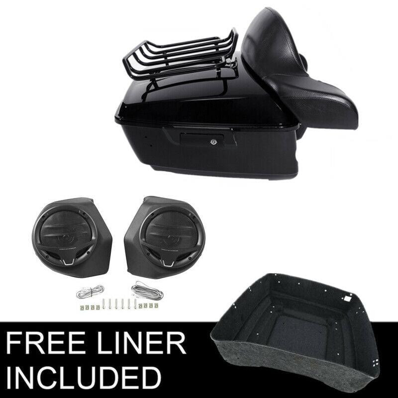Black King Pack Trunk Pad Rack Speakers Fit For Harley Street Road Glide 14-22 - Moto Life Products