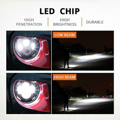 7" inch LED Headlight DRL Angel Eyes for Harley-Davidson Honda Yamaha Motorcycle - Moto Life Products