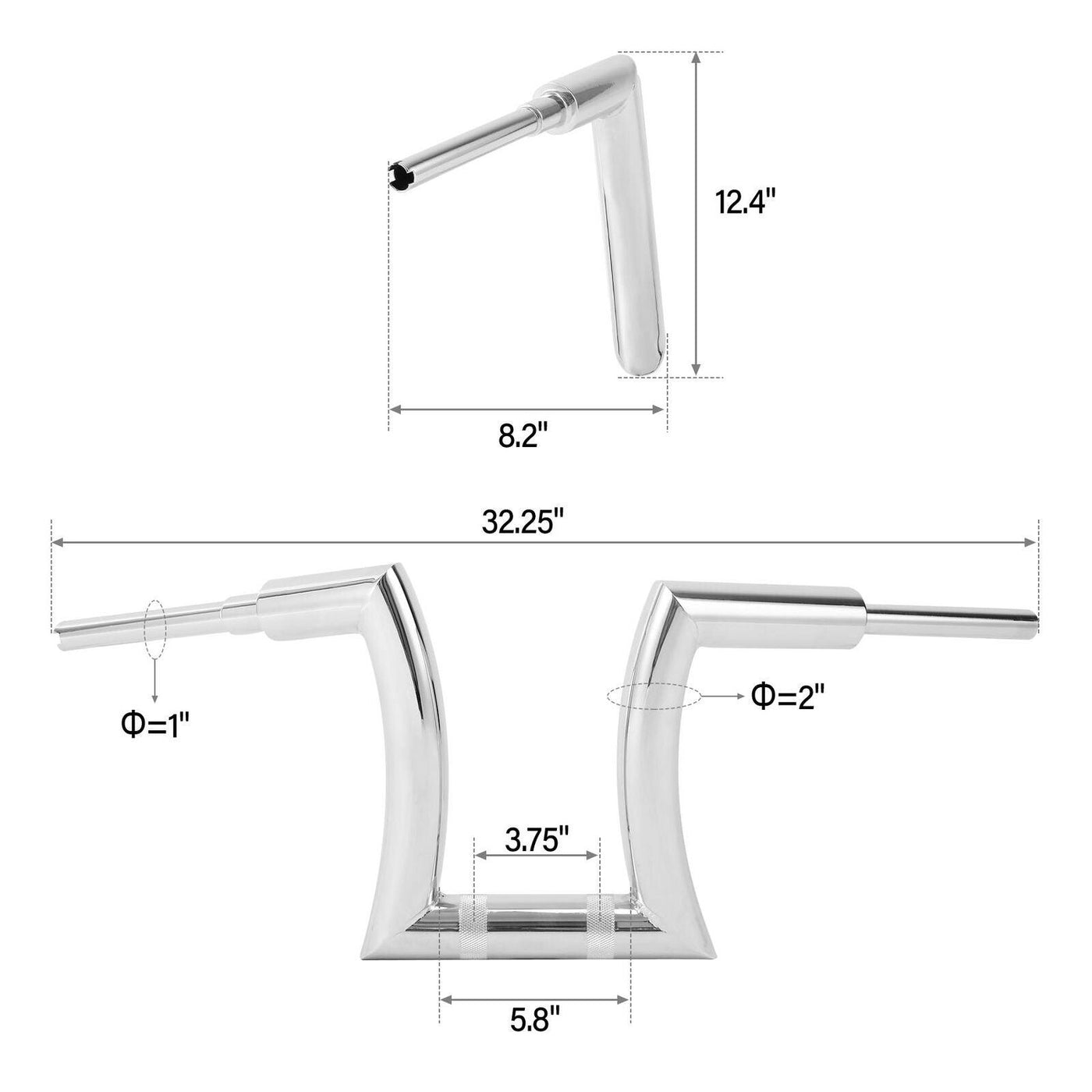 Chrome 12" Rise 2'' Hanger Handlebar Fit For Harley Road King Sportster Softail - Moto Life Products