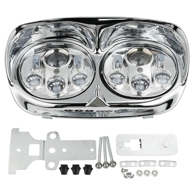 5.75" Dual LED Chrome HeadLight Projector Fit For Harley Road Glide FLTR 98-13 - Moto Life Products