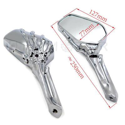 Motorcycle Chrome Skull Skeleton Hand Side Rearview Mirrors For Harley Davidson - Moto Life Products