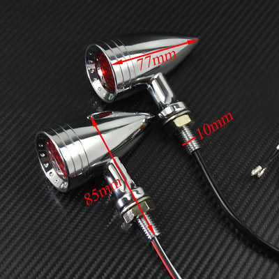 Chrome Motorcycle Bullet LED Turn Signal Red Lights Indicator Fit For Harley - Moto Life Products