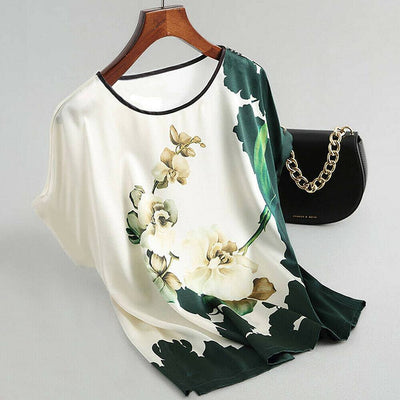 Summer Women Ladies Floral Short Sleeve O-Neck T Shirt Casual Blouse Loose Tops - Moto Life Products