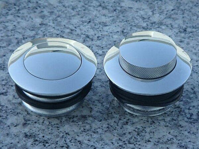Harley Davidson Softail Dyna Glide Road King PAIR of CHROME FLUSH GAS CAPS - Moto Life Products