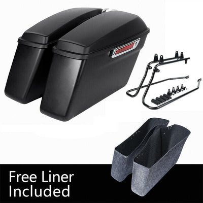 Hard Saddle Bags w/ Conversion Brackets Fit For Harley Softail 84-13 Matt Black - Moto Life Products