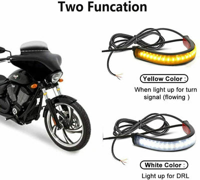 2X Motorcycle Flowing Amber LED Fork Turn Signal Strip Light For Harley Davidson - Moto Life Products