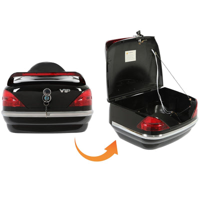 Black VIP Trunk Luggage Tour Pack W/ Tail Light For Honda Motorcycle/ Scooter - Moto Life Products