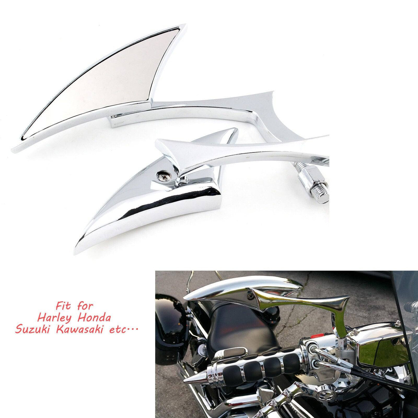 Chrome Motorcycle Mirrors For Harley Davidson Sportster 1200 Super Low XL1200T - Moto Life Products