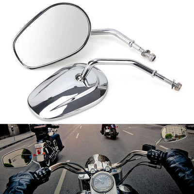 Chrome Rear View Side Mirrors For Harley Touring Road King Street Electra Glide - Moto Life Products