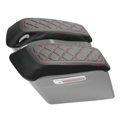 Black Red Saddlebag Lid Covers Fit For Harley Touring Street Road Glide 14-21 - Moto Life Products