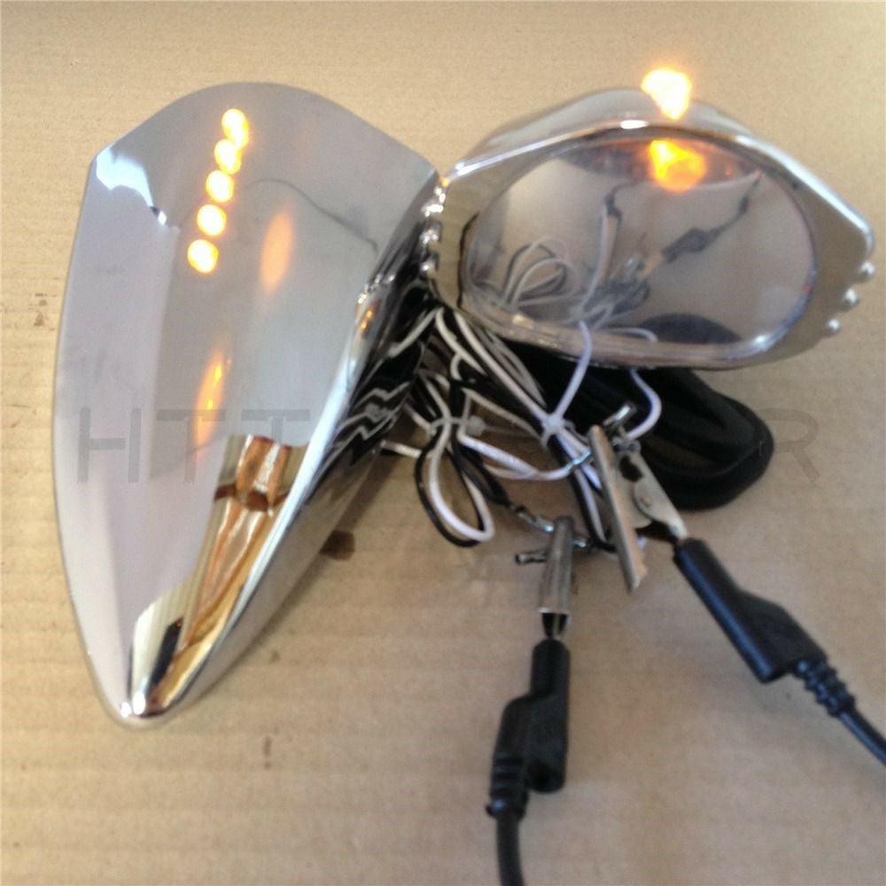 Chrome Pig Spotter 2 Mirrors - Spotters Mirror Set (Built in LED Turn Signals) - Moto Life Products