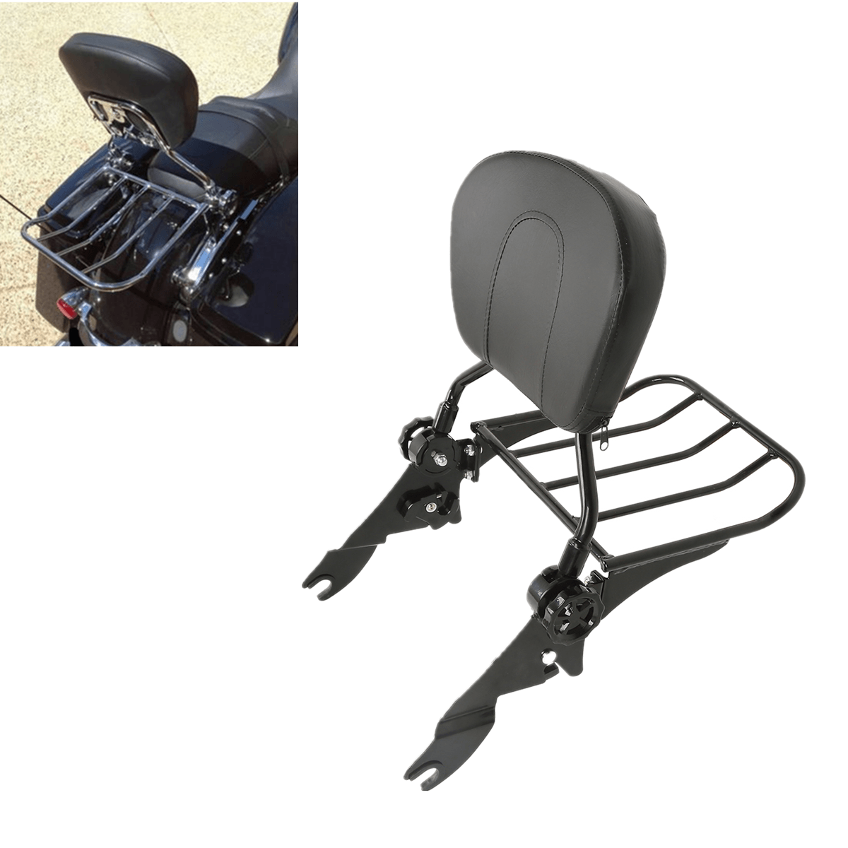 Black Backrest Sissy Bar Luggage Rack Fit For Harley Road King Road Glide 09-20 - Moto Life Products