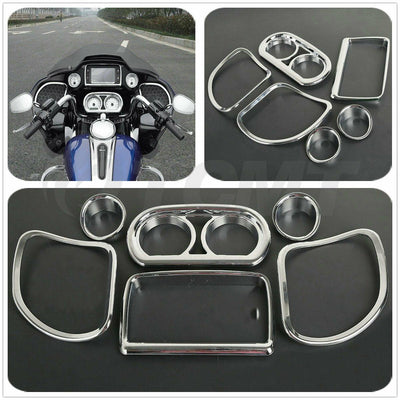Chrome ABS Inner Fairing Speedometer Trim Kit For Harley Road Glide 2015-2021 16 - Moto Life Products