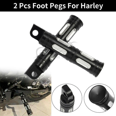 Black CNC Footpeg Foot Pegs Footrest For Harley Touring Electra Glide Road King - Moto Life Products