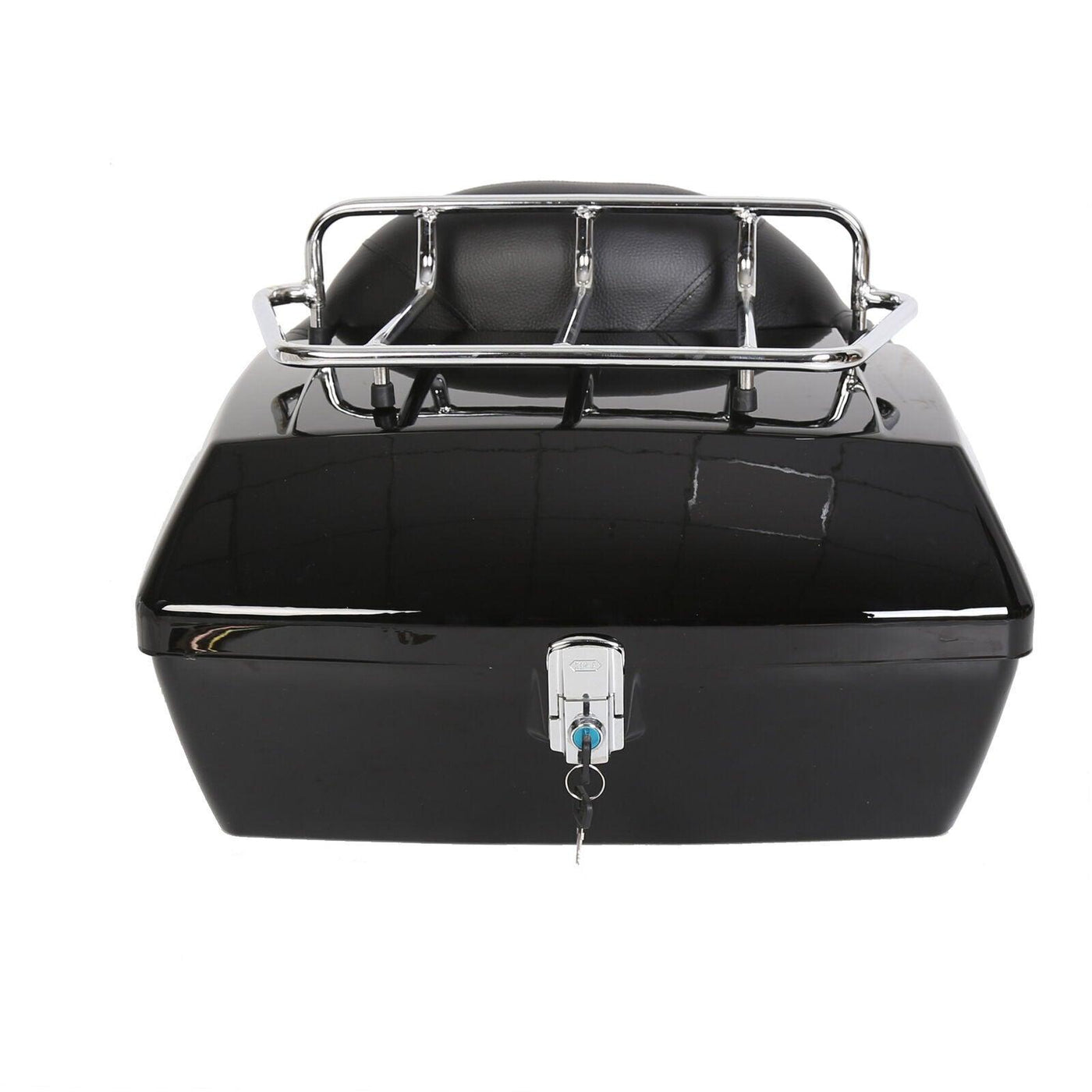 Motorcycles With Back Racks 50L Motorcycle Trunk w/ Backrest + Rack – Vivid Black – Moto Life Products