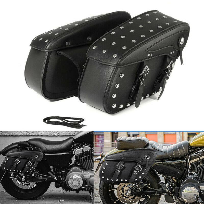 Side Saddle Bag Leather For Harley Sportster Road King Dyna Super Wide Glide - Moto Life Products