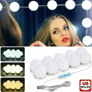 Make Up Mirror Lights 10 LED Kit Bulbs Vanity Light Dimmable Lamp Hollywood - Moto Life Products