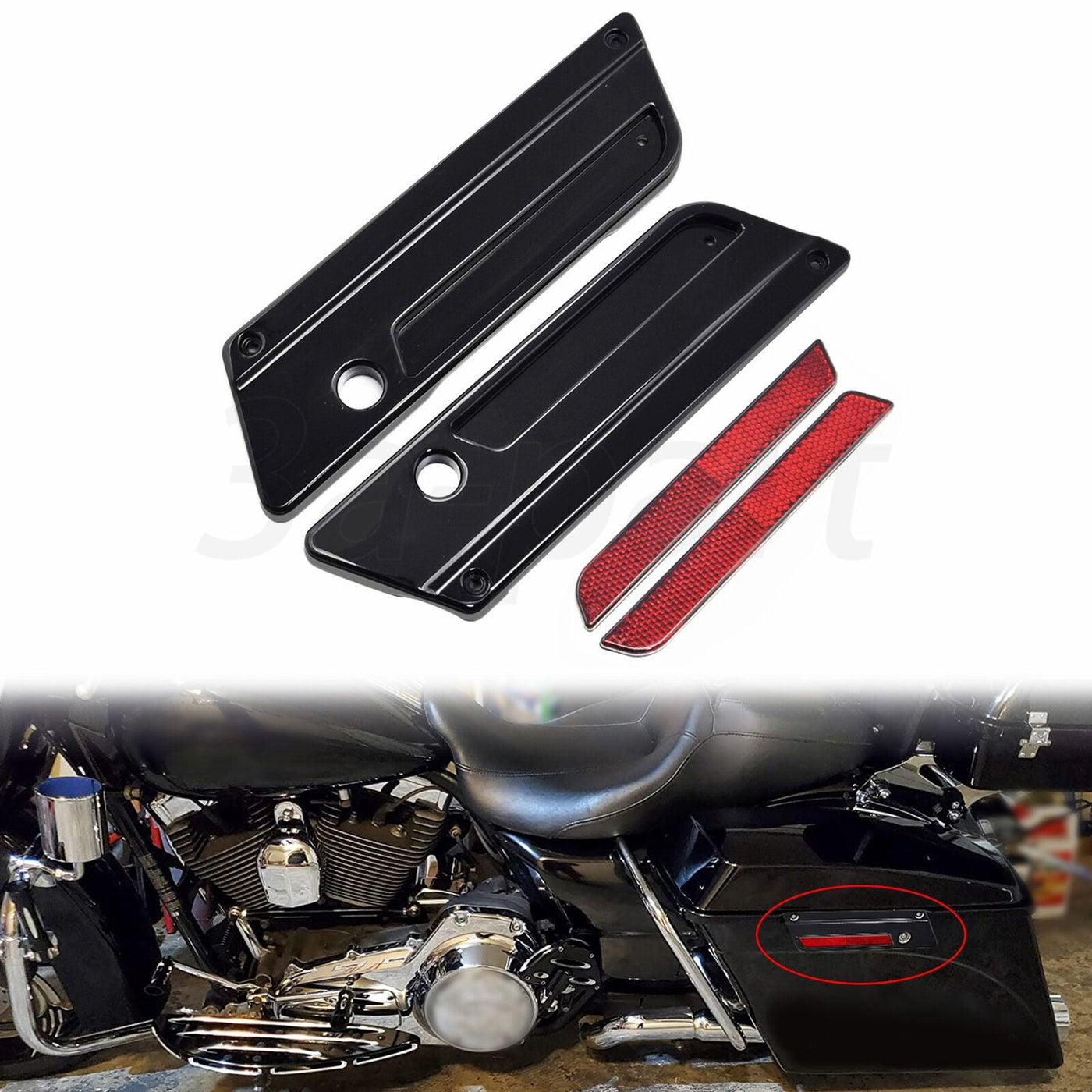 Black Saddlebag Latch Covers Reflectors Fit for Harley Electra Road Glide 93-13 - Moto Life Products