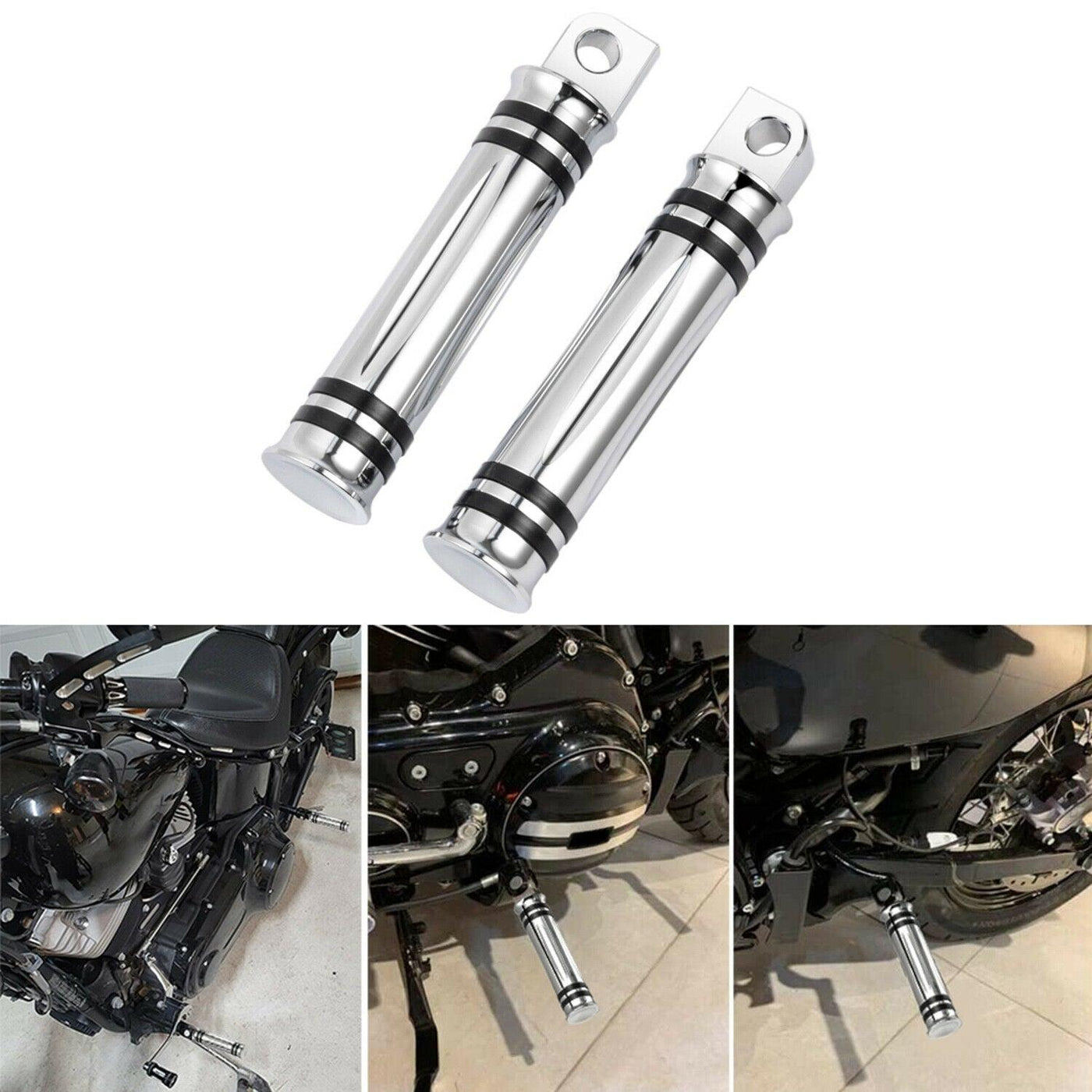 Chrome Foot Pegs Passenger Footrest Rear Fit for Harley Touring Road King Glide - Moto Life Products