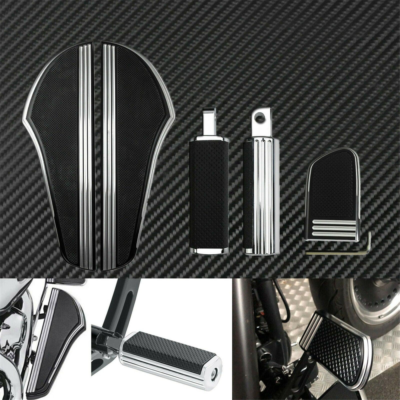 Driver Floorboards Brake Pedal Pad Cover Male Mount Footpegs Sets Fit For Harley - Moto Life Products